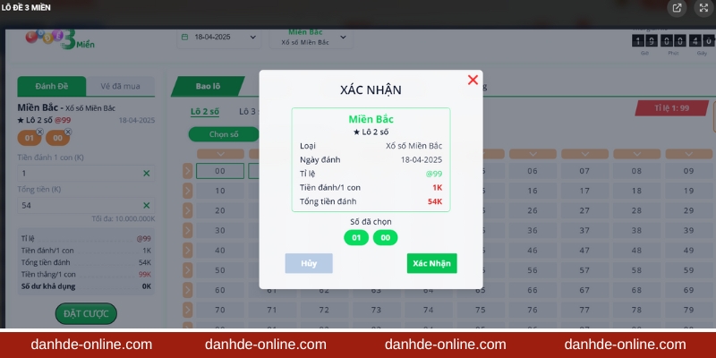 Hướng Dẫn Cược Lô Đề 3 Xác nhận đặt cược lô đề